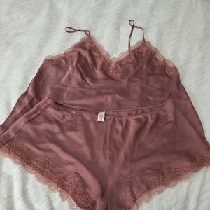 Silky Lace Trim Cami & Short Set, Victorias Secret, Size XL